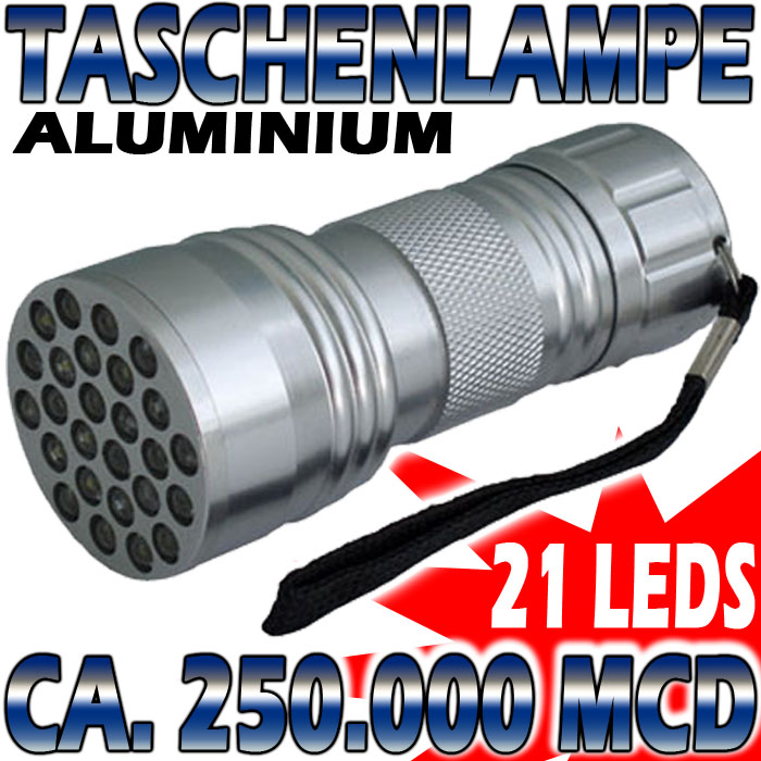 TASCHENLAMPE  ALUMINIUMGEHÄUSE  252.000 MCD  ULTRA HELL  ALU NEU