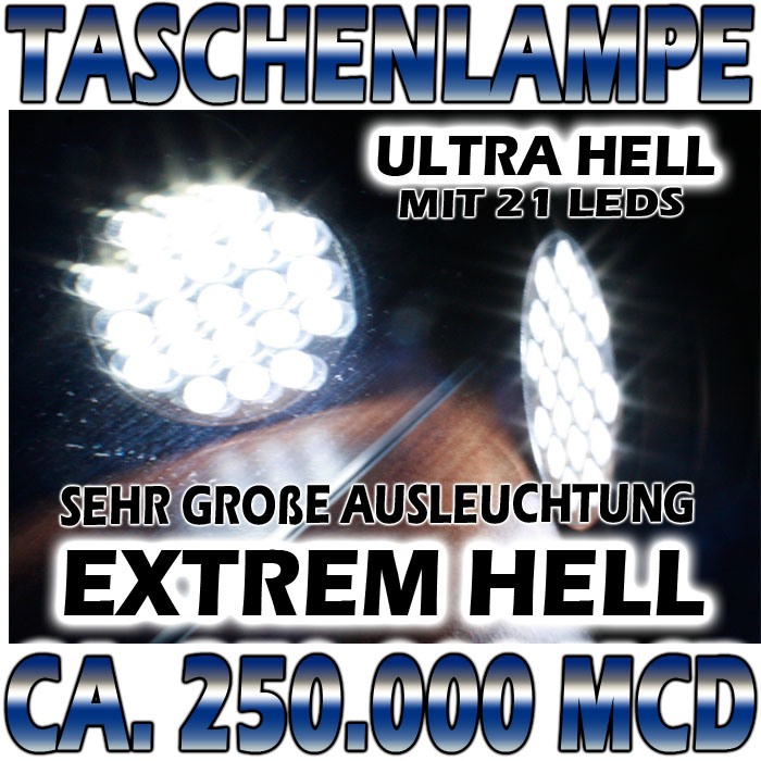 TASCHENLAMPE  ALUMINIUMGEHÄUSE  252.000 MCD  ULTRA HELL  ALU NEU