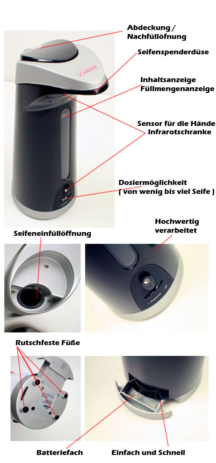   SEIFENSPENDER HIER MIT VIDEO  ELEKTRISCH  SENSOR  3 FARBEN  0,5l